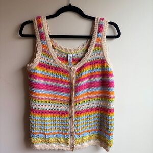 Crochet Stripe Tank Top - Multicolor